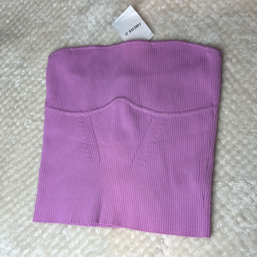 Forever 21 Pink Purple Strapless Tube Tank Top Size L NWT